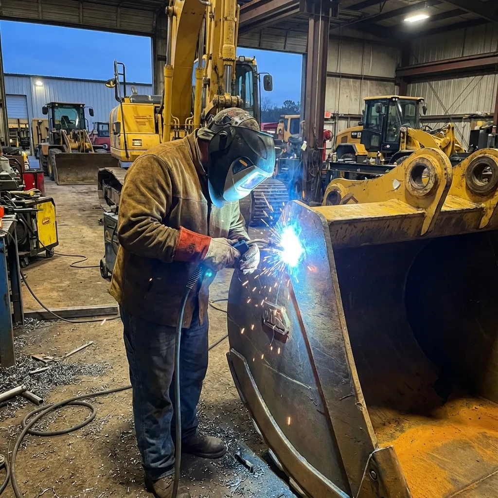 Soldadura de un brazo de excavadora